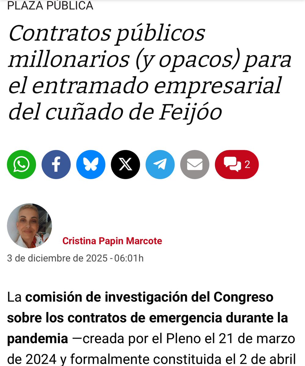 Señor Feijóo, ¿conoce usted a su cuñado?  ¿y a su hermana?

La #TramaFeijóo habría permitido a un puñado de empresas afines o vinculadas a su entorno familiar  concentrar decenas de millones de euros públicos en contratos.

Escribo en <a href="/_infoLibre/">infoLibre</a>: infolibre.es/opinion/plaza-…