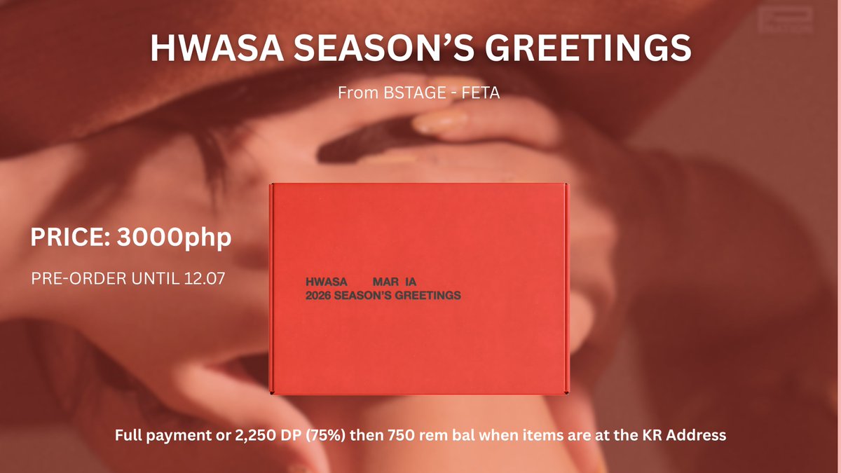 MooltiMerch's tweet image. wts lfb Hwasa Season's Greetings 2026
Please check the image for details and DM to claim. Thank you!