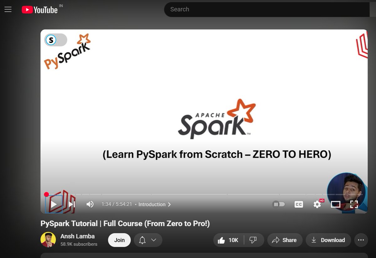 Umesh_bhati_'s tweet image. Another milestone achieved on my self-taught data engineering path! 🎉 Today, I completed an intensive 6-hour PySpark course on YouTube, sharpening my skills with practical exercises on Databricks.

#DataEngineer #PySpark #Databricks #LearnInPublic