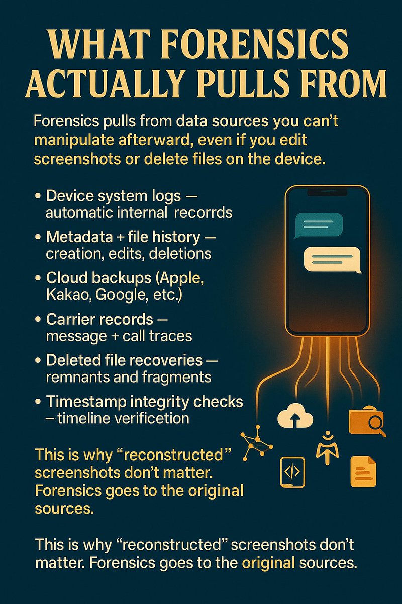 PixieAvenger's tweet image. To ease some of the concern around the forensic process, I’ve compiled clear information on how digital forensics works. It’s far more secure, verifiable, and tamper-proof than people realize

#JusticeForKimSooHyun #WeStandWithKimSooHyun