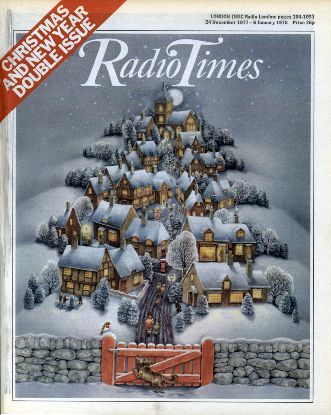 BraxM's tweet image. Spirit of Christmas past #6 #ChristmasRadioTimes
The 1970s. This gorgeous @RadioTimes cover from 1977 conjures up the magic of Christmas perfectly. I contacted its painter, Pauline Ellison, to ask her all about it last year: radiotimes.com/tv/radio-times…
