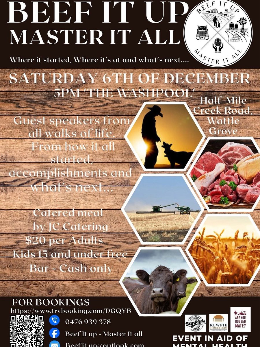 RUboggedmate's tweet image. On this Sat night 6th Dec - Beef It Up - Master It All. 🐮🐔🐷🌾
Hope to see you there! 

#areyouboggedmate