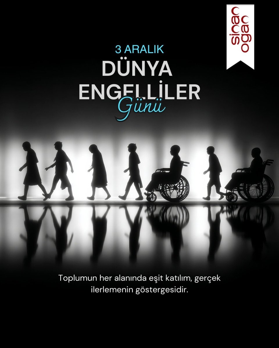 Bugün, #3AralıkDünyaEngellilerGünü 
Engelleri değil, insanı görmenin; eşitliği ve erişilebilirliği hatırlamanın günü. 
Engelleri birlikte aşabildiğimizde, yaşadığımız dünya herkes için daha adil ve daha güçlü bir yer haline gelecektir.
