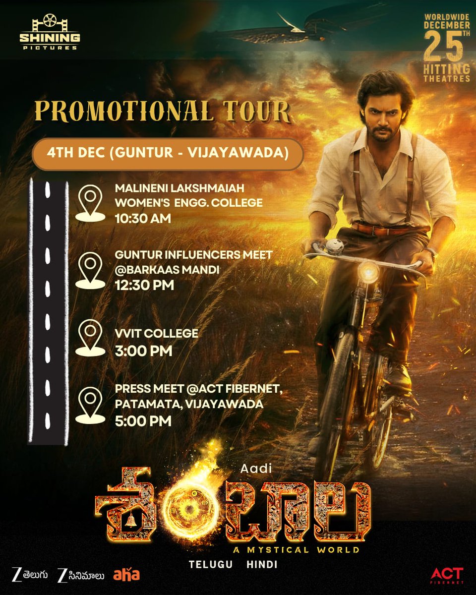 The mystical wave of #Shambhala is surging higher as the team gears up for an exciting Guntur–Vijayawada Promotional Tour on Dec 4th🔥

From energetic college interactions to influencer meets and a special press meet, the buzz is set to ignite across AP

Hitting theatres