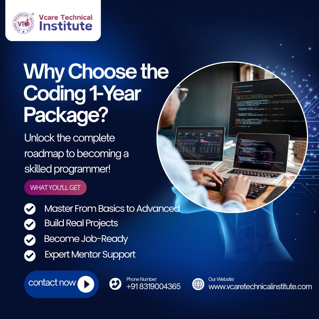 vcareinstitute's tweet image. Become a job-ready coder with our 1-Year Coding Package! 🚀
✔️ Basics to Advanced
✔️ Real Projects
✔️ Expert Mentors
✔️ Industry Skills
Start your coding journey today!
📞 +91 8319004365
🌐 vcaretechnicalinstitute.com
#LearnToCode #CodingCourse #JobReady #VcareTechnicalInstitute