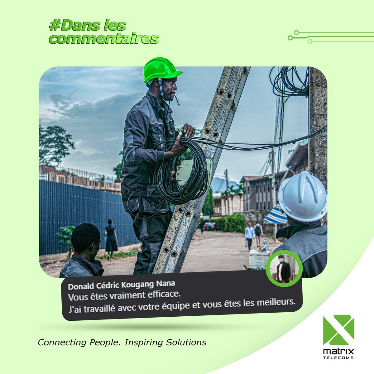 Chaque seconde compte, nous le savons

Le déploiement de nos équipes techniques ne se fait jamais au hasard.

Être sur le terrain, c’est assurer votre performance.

Matrix Télécoms — Connecting People, Inspiring Solutions.