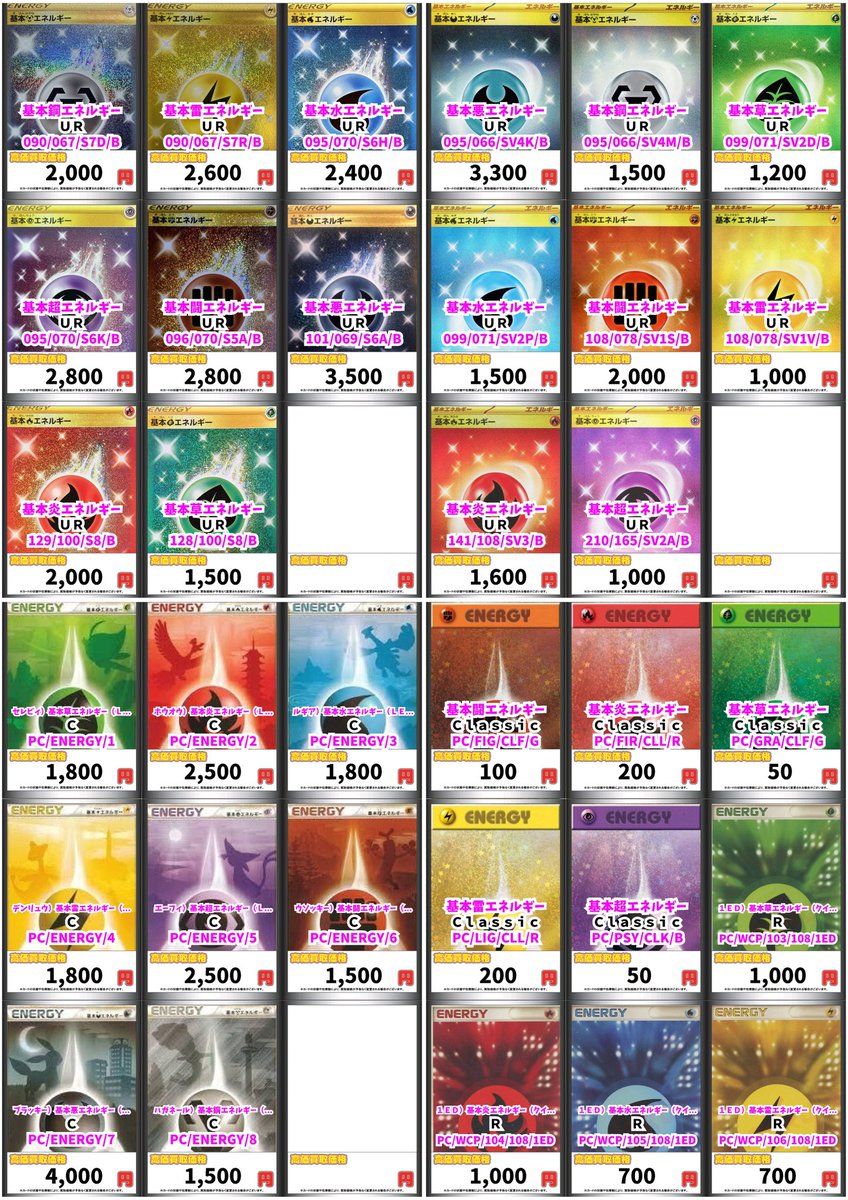 ポケカ買取表更新です✨✨ ハイレア・ピカチュウ・エネルギーから