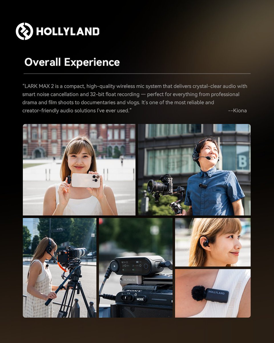 Hollyland_Tech's tweet photo. 🎬Redefining Workflow in Japan Tokyo with LARK MAX 2  
Filmmaker and creative director @kiona_produce put the LARK MAX 2 to work across multiple fast-paced locations in Tokyo—capturing clean and reliable audio for an Instagram Reel production.  

 #Hollyland #LARKMAX2 https://t.co/ycAojsuLBL