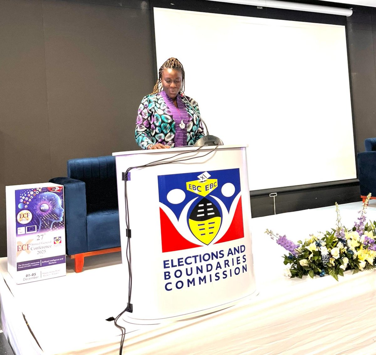 IDEA_Africa's tweet image. On day 2 of the 27th AGC of @theECFSADC, Olufunto Akinduro of @Int_IDEA noted key achievements of the IDEA–ECF partnership and work with SADC EMBs. She invited members’ input on future support. The AGC is technically supported by @Int_IDEA via the @EUtoAU funded SPEC project.