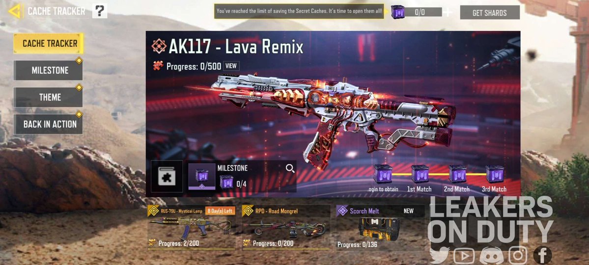 LeakersOnDuty's tweet image. New UI For Secret Cache Section

#CODMobile #callofdutymobile #codm #codmnews #codmleaks
Follow Us &amp;amp; Join our Discord server for the latest news and leaks.