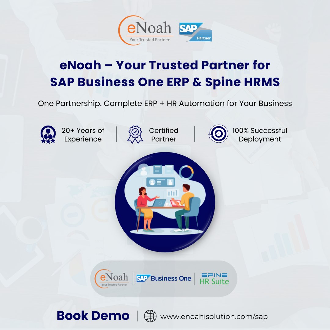 enoahisolution's tweet image. Transform your business with #eNoah! Your trusted partner for #SAPBusinessOne ERP &amp;amp; #SpineHRMS.
20+ years of experience, 100% successful deployments! Book Demo: bit.ly/3ME9oXW

#eNoah #SAPB1 #SpineHRMS #HRMS #BusinessAutomation #BusinessGrowth