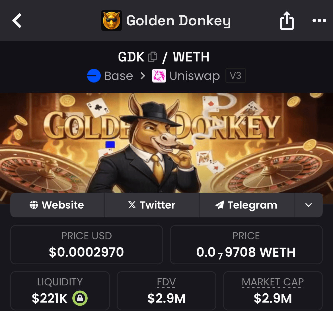 🔹LAUNCH ALERT
- Chain: Based
- team ATH: 3.5M mcap
- Date, weekend

I promoted the same team over a month ago and had them on our X space presenting their Based Chain launch GDK Donkey. 

Launched at 600K mcap in avg all the way to 3.5M.

New one is coming, CA will be dropped