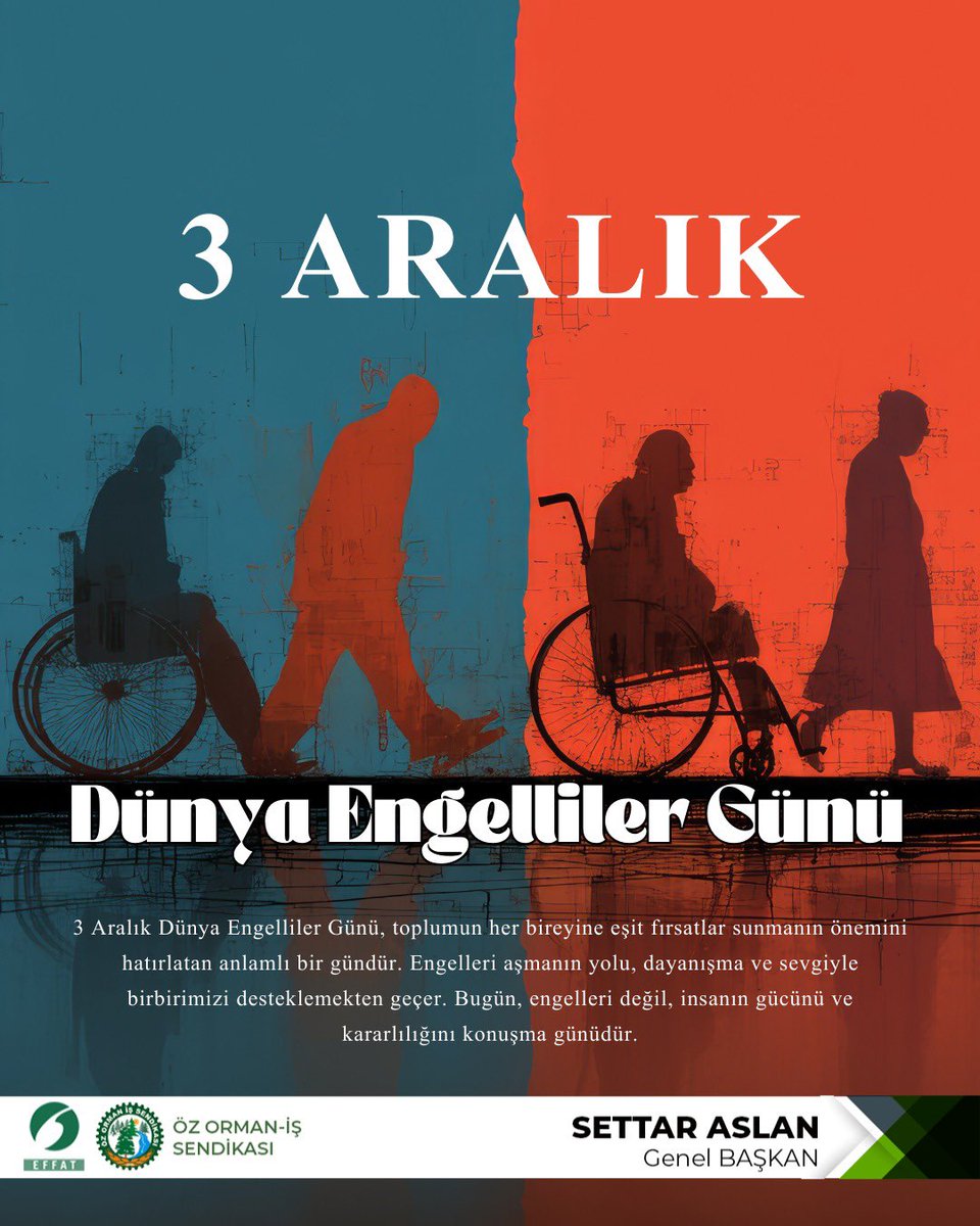 3 Aralık Dünya Engelliler Günü, farkındalık ve dayanışma günüdür.

Engelleri birlikte aşmak, hayatı herkes için erişilebilir kılmak hepimizin sorumluluğudur.

Engelli vatandaşlarımızın yanında olmaya devam ediyoruz. 

#duenyaengellilerhaftası 
#3aralikdunyaengellilergunu