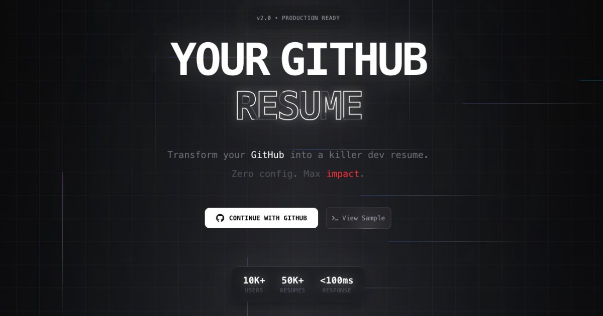OFFICIALLY LAUNCHED ON <a href="/ProductHunt/">Product Hunt 😸</a>  
all you need is gitresu.me !
❌ github link
❌ linkedin link
❌ portfolio link

login once, free forever, and plenty of customization for your profile. There's even a talent space in the site to actually connect with people who