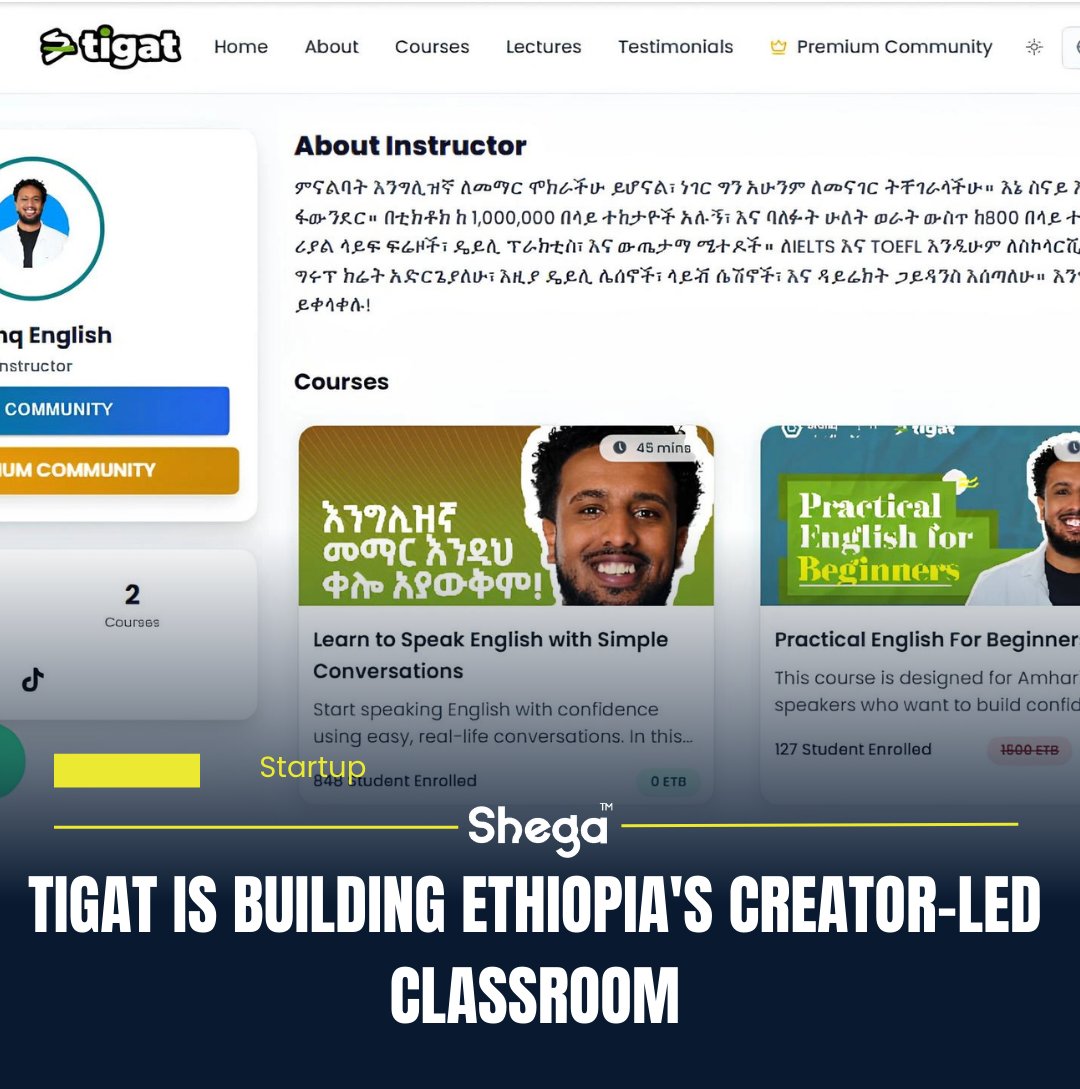 shegamedia's tweet image. Two childhood friends turned a shared obsession with digital culture into Tigat, a platform helping Ethiopian creators become educators and earn from what they know.

𝗥𝗲𝗮𝗱 𝗺𝗼𝗿𝗲.
shorturl.at/r6tSL