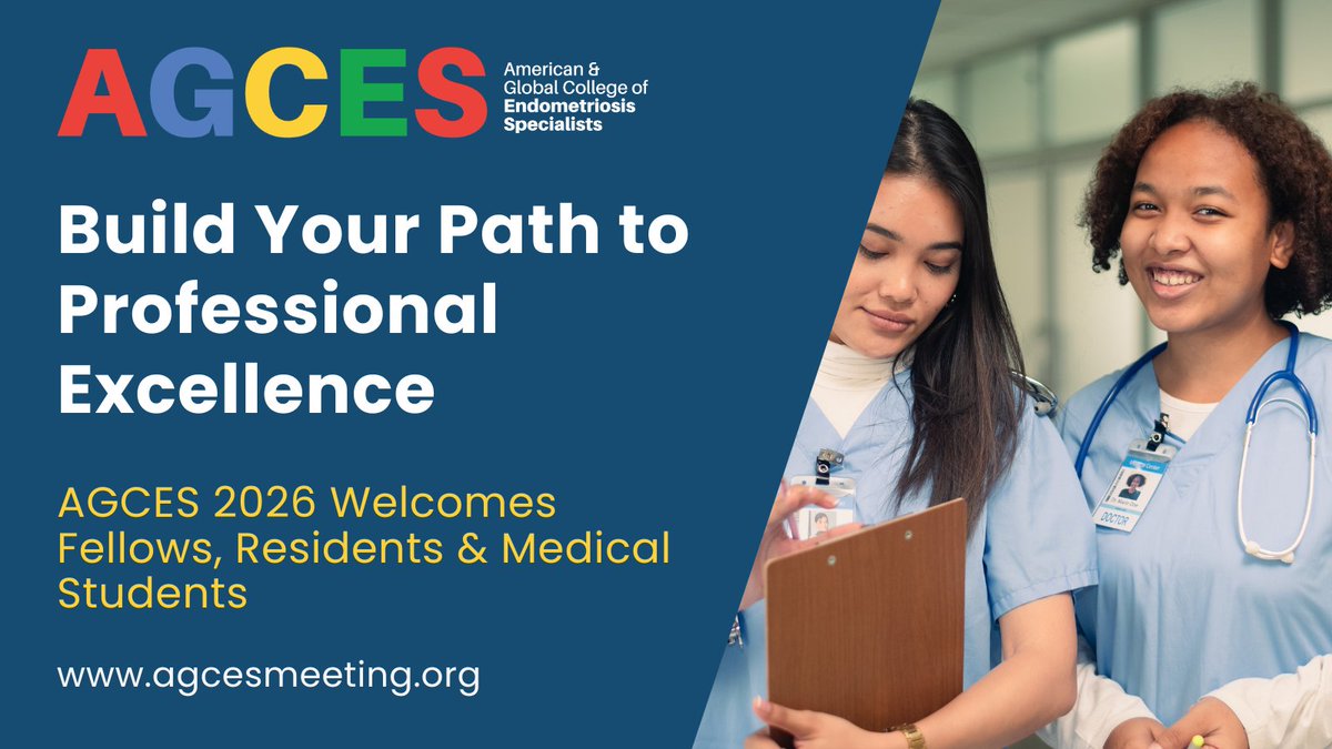 #AGCES2026 welcomes the next generation of specialists: fellows, residents, and medical students, to expand their knowledge, gain mentorship from experts, and build a strong foundation in the evolving landscape of #endometriosis and #adenomyosis care.

🔗 agcesmeeting.org