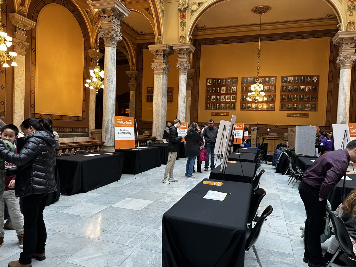 We’re all set up the CSforGood finalists competition at the Indiana Statehouse. We can’t to see what the students have created this year!!