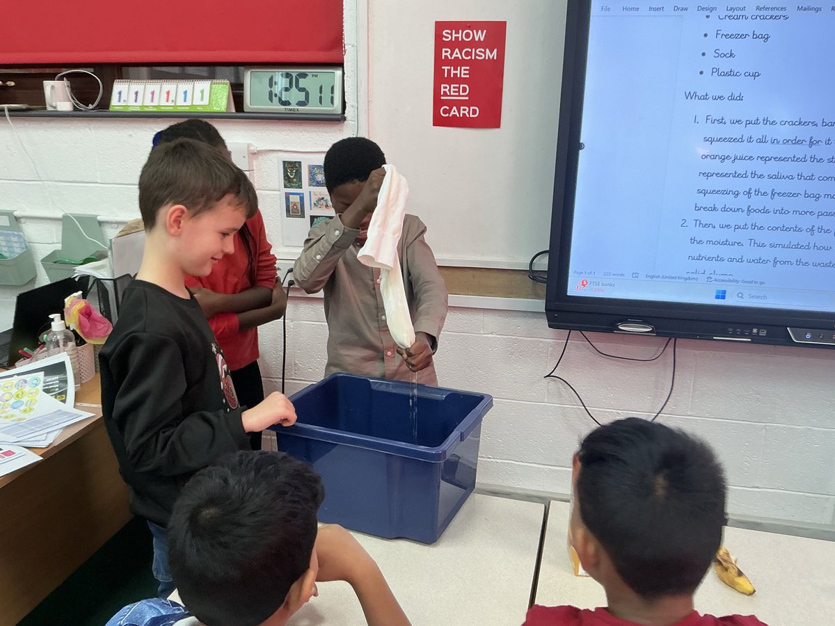 Year 4 have a great understanding of how our bodies absorb nutrients and pass waste. An exciting but really successful afternoon performing this experiment. Well done guys! #SMAScience
<a href="/StMargarets_/">St Margaret's Anfield CE Primary</a>