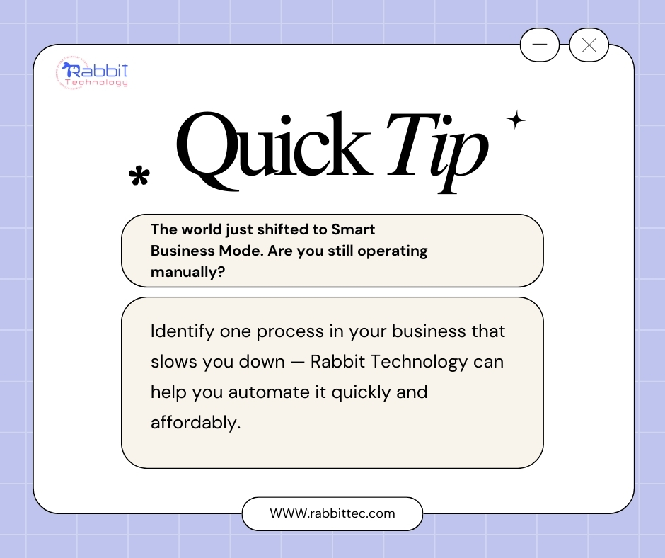 tecrabbit1's tweet image. Your business doesn’t need more effort — it needs smarter systems.
Identify one slow manual process… we’ll automate it for you.

#QuickTip #RabbitTechnology #BusinessAutomation #SmartBusiness #DigitalTransformation #SoftwareSolutions