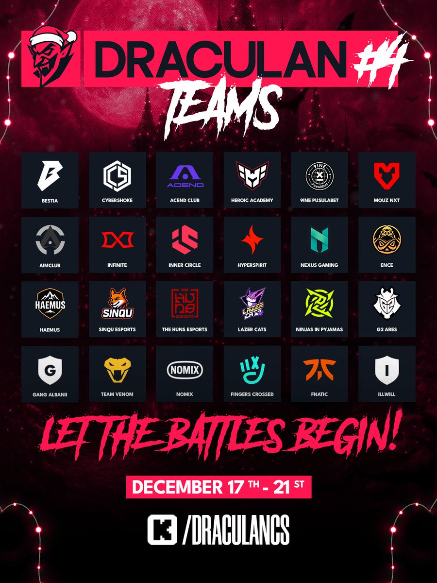 infocsarg's tweet image. Sigue el año competitivo para @bestia_corp 🇦🇷✈️

Desde el 17 de diciembre el equipo argentino estará jugando la Draculan #4 en Rumania 🇷🇴

Será otro de los torneos LAN dentro del circuito para sumar puntos VRS.