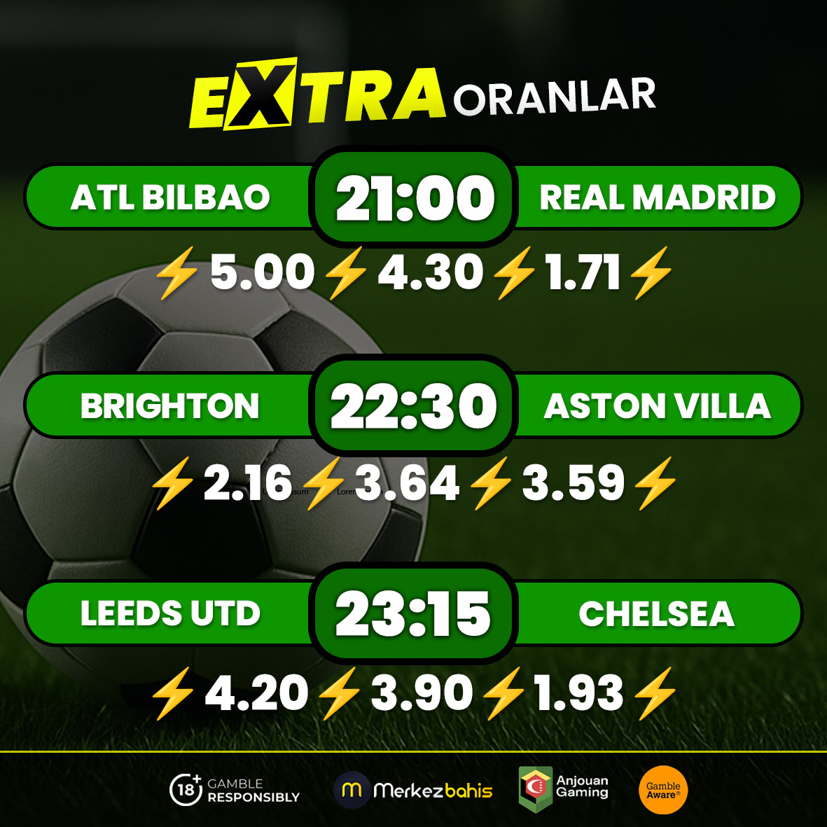 ⚽️GÜNÜN MAÇLARI⚽️
↗️EXTRA Oranlar MERKEZBAHİS’te!

1.000₺ Havale Yatırım İmkanı

🎥 Tüm Maçlar Canlı Yayında
🔴 CANLI TV 8merkezplay.me
⚽️ GİRİŞ bit.ly/merkezsosyal

#bahis #misli #nesine #iddaa #bonus #merkezbahis #tipster #gundem #spor #futbol