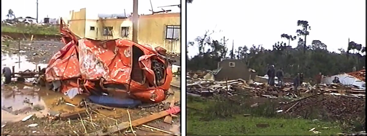 prevots_svr's tweet photo. |Reclassificação 
O ano de 2025 marca 20 anos da ocorrência de um tornado violento que atingiu o município gaúcho de Muitos Capões em agosto/05. Diante de novas imagens, obtidas por um colaborador, foram encontradas evidências que permitem classificar como F4 este tornado. (1/n) https://t.co/ql8hallZrt