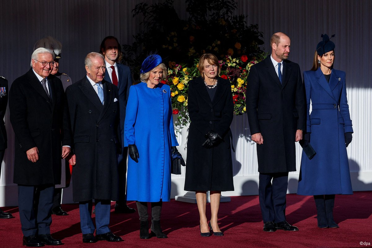 GermanEmbassy's tweet photo. German President Steinmeier and his wife Elke Büdenbender were received by HM The King and HM The Queen in Windsor today at the start of the three-day State Visit.

It is the first official state visit by a German President to the United Kingdom in 27 years. https://t.co/BMInxawFfH
