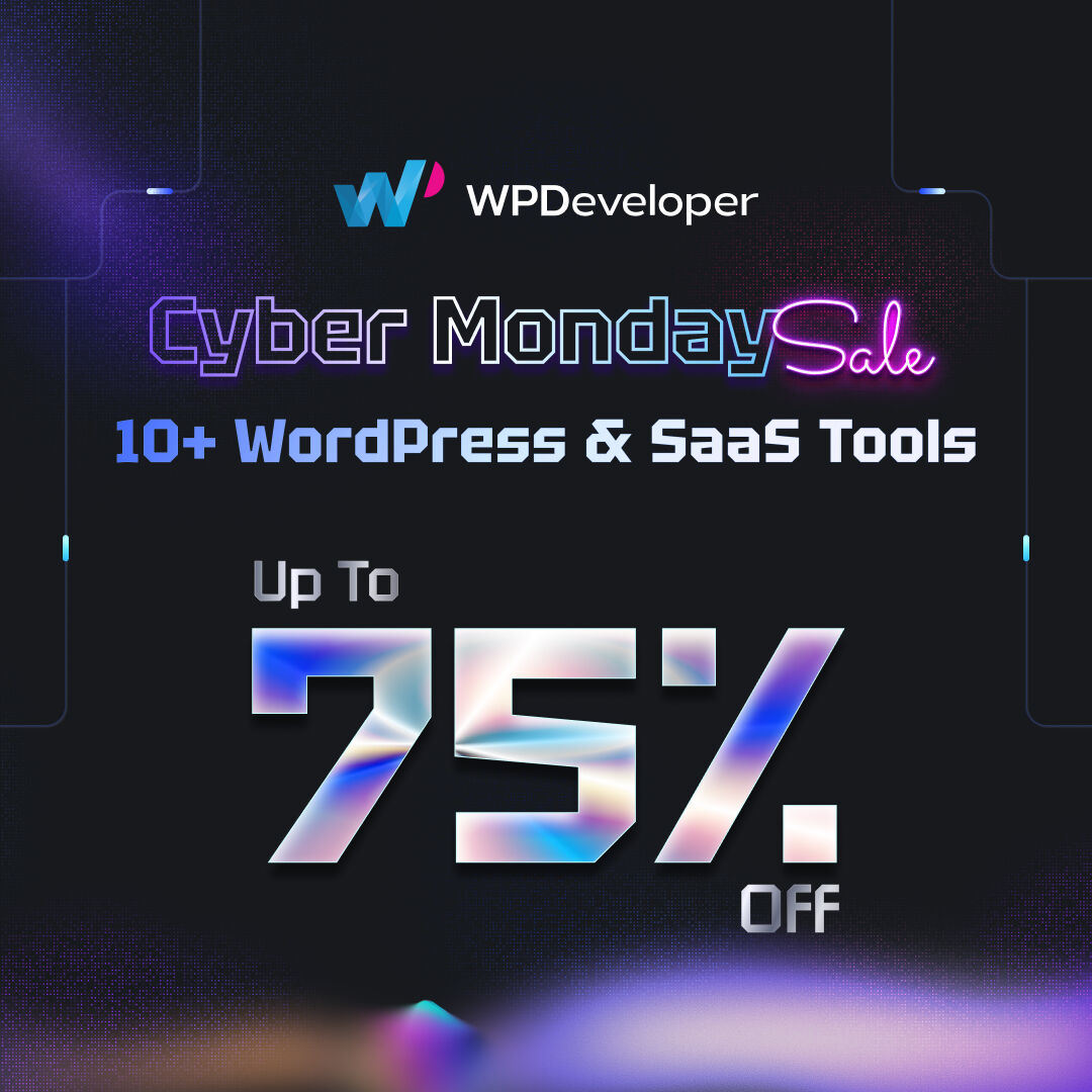 WPDevTeam's tweet image. 🛍️ [Cyber Monday Deal] Save up to 75% on 10+ WordPress &amp;amp; SaaS tools from WPDeveloper 

From AI-powered Gutenberg blocks to Elementor elements, website automation, and faster hosting — these tools will help you scale your business.

Check comments. 👇