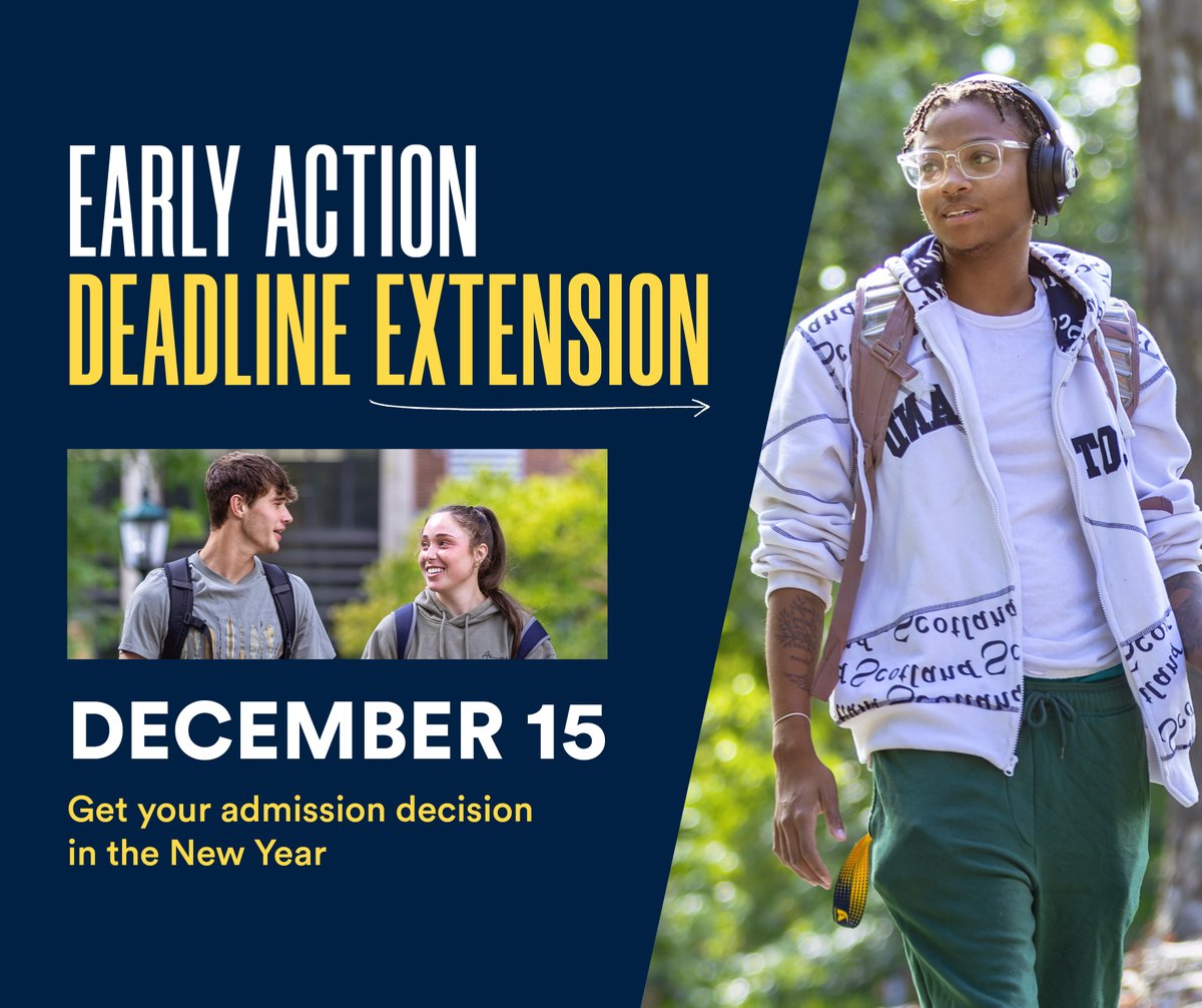 BIG NEWS 📣 We're extending our Early Action Deadline to December 15! 

🌟 Don't miss out on the opportunity to take the next step toward your future and get your decision in the New Year by applying at go.allegheny.edu/apply.