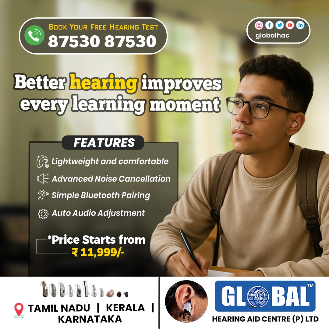 globalhac's tweet image. Clear hearing supports every learning moment by improving focus, confidence, communication, memory, and overall understanding

Book your Free hearing demo :  booking.globalhearing.in

#BetterHearing #ClearSound #LearningMadeEasy  #globalhearingaidcentre #globalhacglobalhac