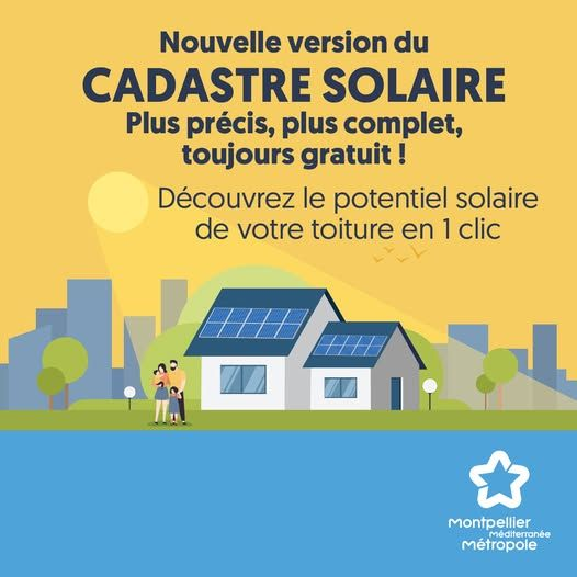 PatriceG_3M's tweet photo. Le cadastre #solaire de #Montpellier Méditerranée Métropole fait peau neuve avec : 
🧮 Calculs réactualisés
🏠 Rendu 16 fois plus précis
🪫 Simulation d'une batterie pour l'autoconsommation
🔌 Simulation d'une installation Plug &amp; Play

https://t.co/gyXNpNWmfI https://t.co/Hwp2xghEmc