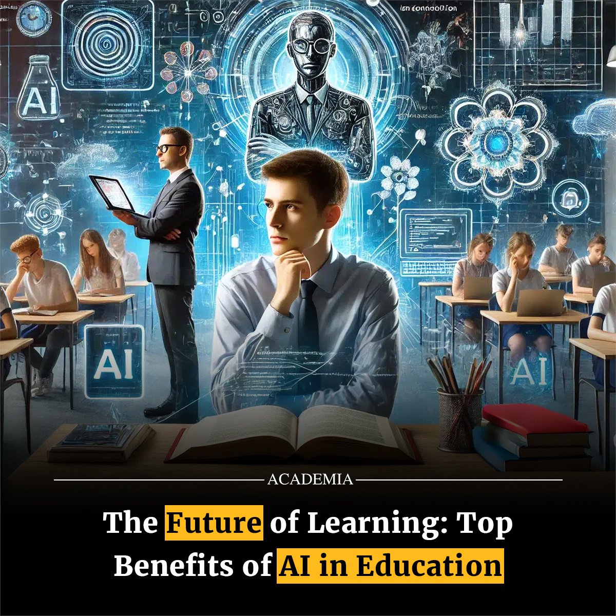 academiamag's tweet image. AI is transforming education with personalized learning, smart tools and better accessibility, shaping a future-ready classroom. #AI #EdTech #FutureOfLearning