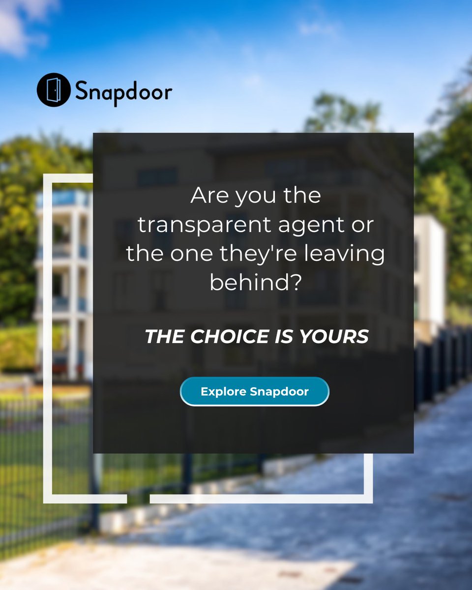 Snapdoor's tweet photo. The market shifted. Sellers now expect real-time transparency they can see, not just promises.

Agents who adapt are winning listings easily.

Those who don't are explaining why they lost to "the transparent one."
Which are you?

#RealEstate #AgentLife #Transparency https://t.co/lFWPDi2VbP
