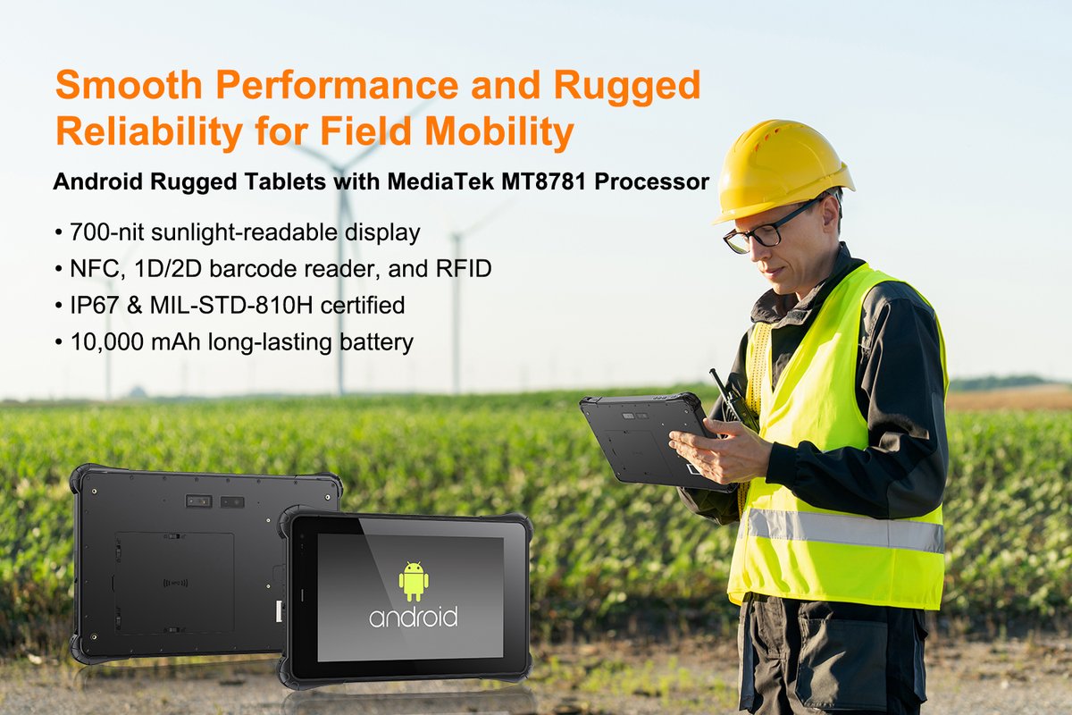 DarveenTechnol2's tweet image. Introducing New Android Rugged Tablets: RTC-M102 &amp;amp; RTC-M82 — built for field teams needing mobility and reliable performance.
🔸700 nits brightness
🔸IP67 &amp;amp; MIL-STD-810H
🔸Long-lasting 10,000 mAh battery
👉Learn more: bit.ly/4pODhX6

#Darveen #RuggedTablet #AndroidTablet