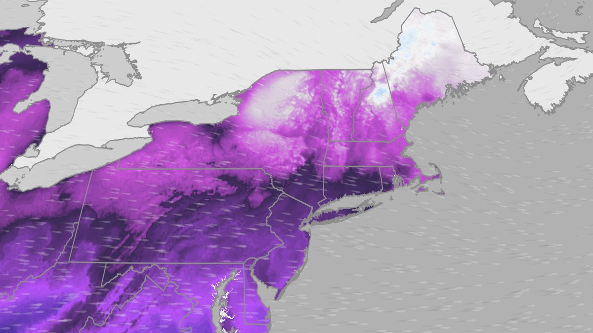 weatherchannel's tweet image. The mid-Atlantic and Northeast will also see lows in record-setting territory by Friday morning, with wind chills even lower. 🥶 weather.com/forecast/regio…