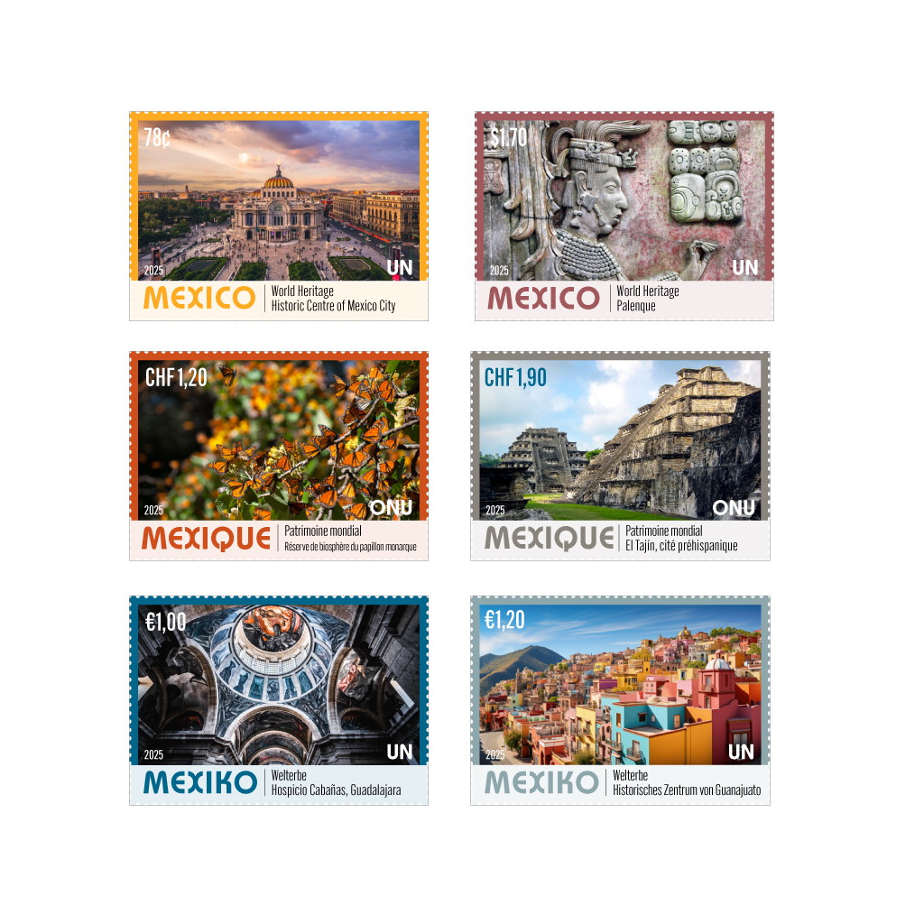 unstamps's tweet photo. UNPA is proud to present to collectors its 2025 #UNESCOWorldHeritage series featuring six sites in #Mexico

Available at: https://t.co/p7px5J7GTi
@UNESCO #UNESCO https://t.co/nNYYMgYk0F