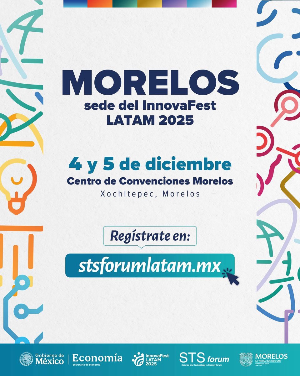 ccytem's tweet photo. ¡Morelos será el punto de encuentro de la innovación en Latinoamérica!

Este 4 y 5 de diciembre, te esperamos en el Centro de Convenciones Morelos para el InnovaFest LATAM 2025.

#LaTierraQueNosUne https://t.co/GkmpaCZoLF