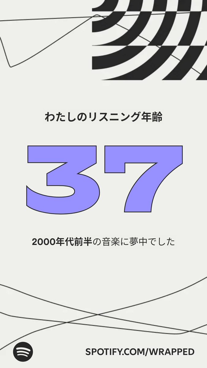 #Spotifyまとめ による、わたしのリスニング年齢はこちら！  

ちょいと上！ spotify.com/wrapped-share/…
