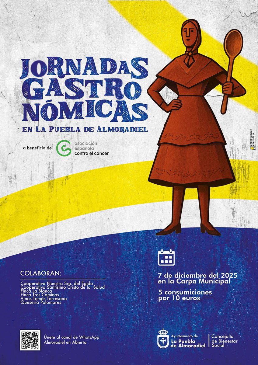 🎉 ¡Planazo gastronómico a la vista! 🍽️ No te puedes perder las Jornadas Gastronómicas este 7 de diciembre de 2025.
¡Te esperamos para un día lleno de sabor y solidaridad! ¡Corre la voz! 👇
7 de diciembre en la Carpa Municipal
Precio: 5 consumiciones por 10€ a beneficio de AECC