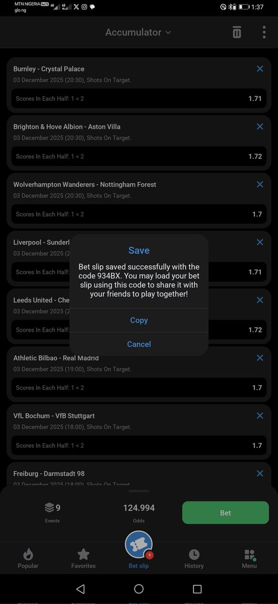 UchennaOgbonn17's tweet image. SHOT ON TARGET MORE IN 2ND HALF
1XBET GLOBER
CODE : 934BX
PLAY, EDIT
@GIRLPUNTER @BARONDGOLD3 @BELLO_ADEFUNKE @ENCRYPTEDAV @DAVSMARTMEDIA_1 @HolaSteve4