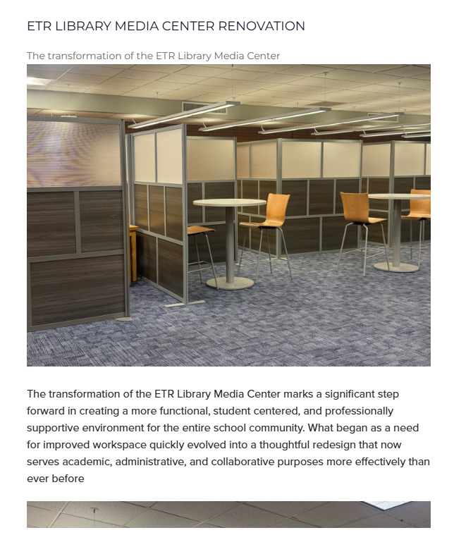 SpringfieldSD's tweet image. ETR Library Media Center Renovation #PrideInAllThings