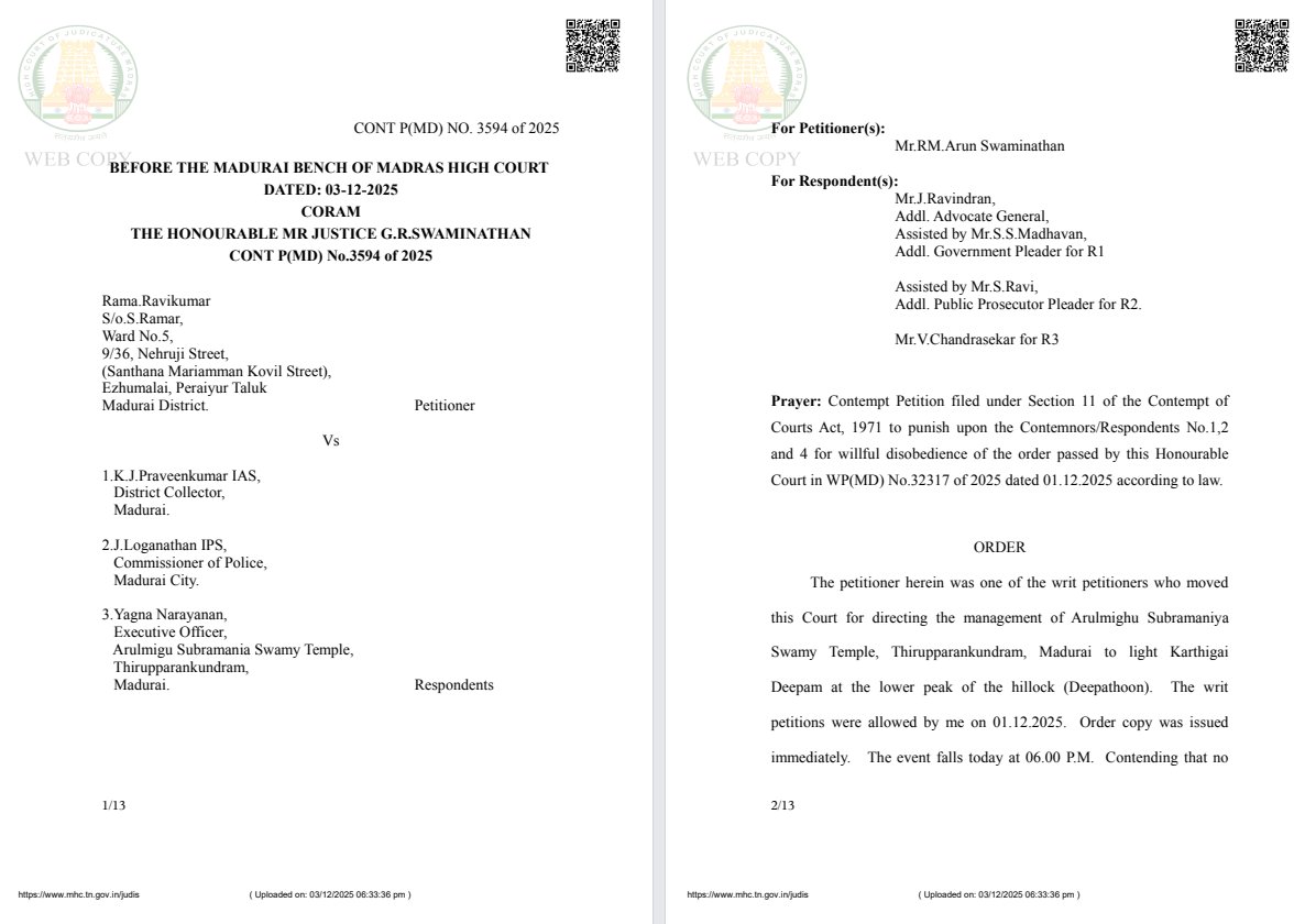 OurTemples's tweet image. Knowledge is Power

This order is to keep and treasured.  This shows what the Courts are capabe of.  They are powerful.  They can ensure JUSTICE and that too swiftly!!

Thirupparankundram contempt case will be quoted for eternity in many contempt cases in the forseeable future.…