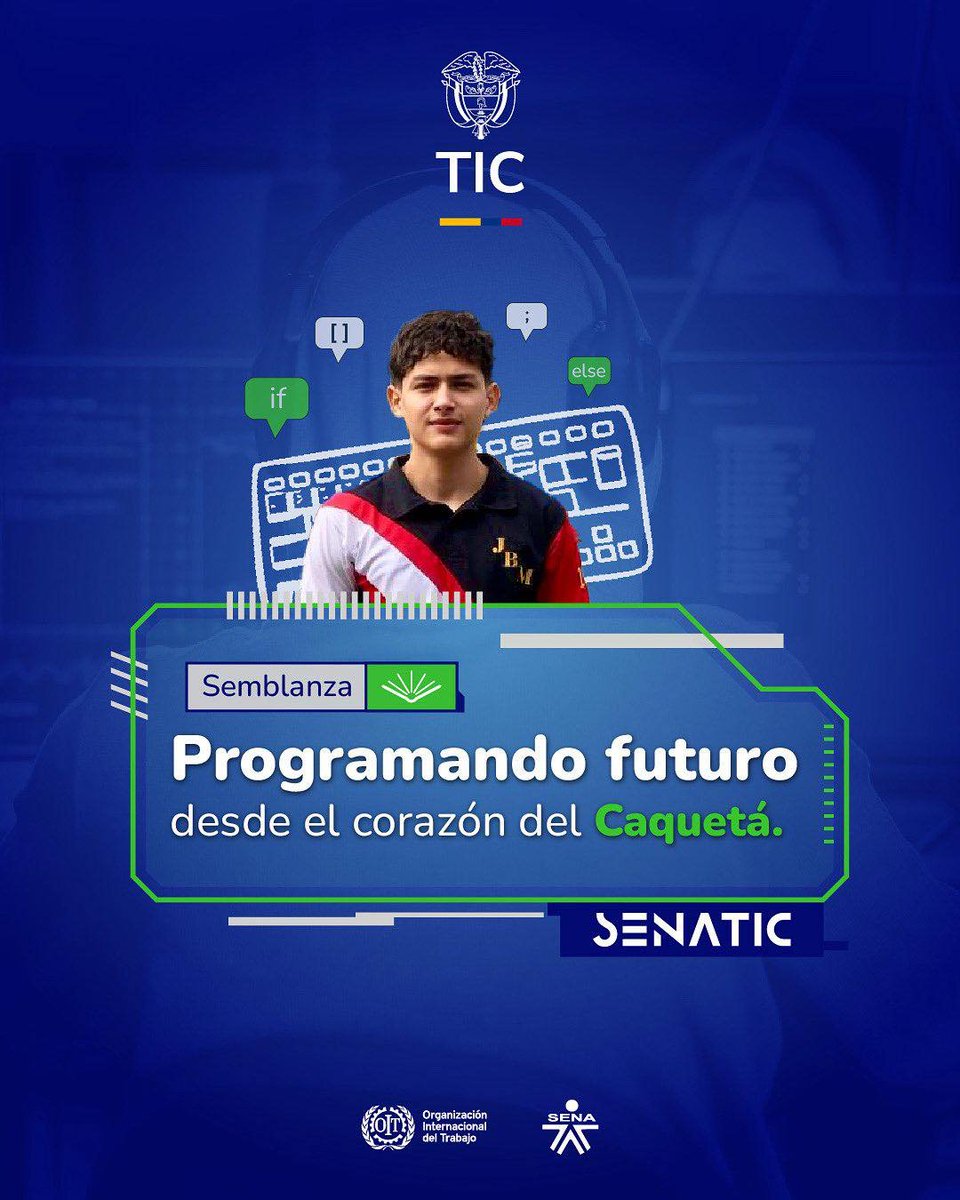 TalentoDigCol's tweet image. 💻 Programando futuro📍desde el corazón del Caquetá🇨🇴

Con 16 años, Julián Arango sueña con ser ingeniero de sistemas.👨‍💻Con #SENATIC, avanza firme en su formación técnica y se proyecta como agente de cambio desde la tecnología.

🔗 Conoce su historia 👉 bit.ly/3T9UsUJ