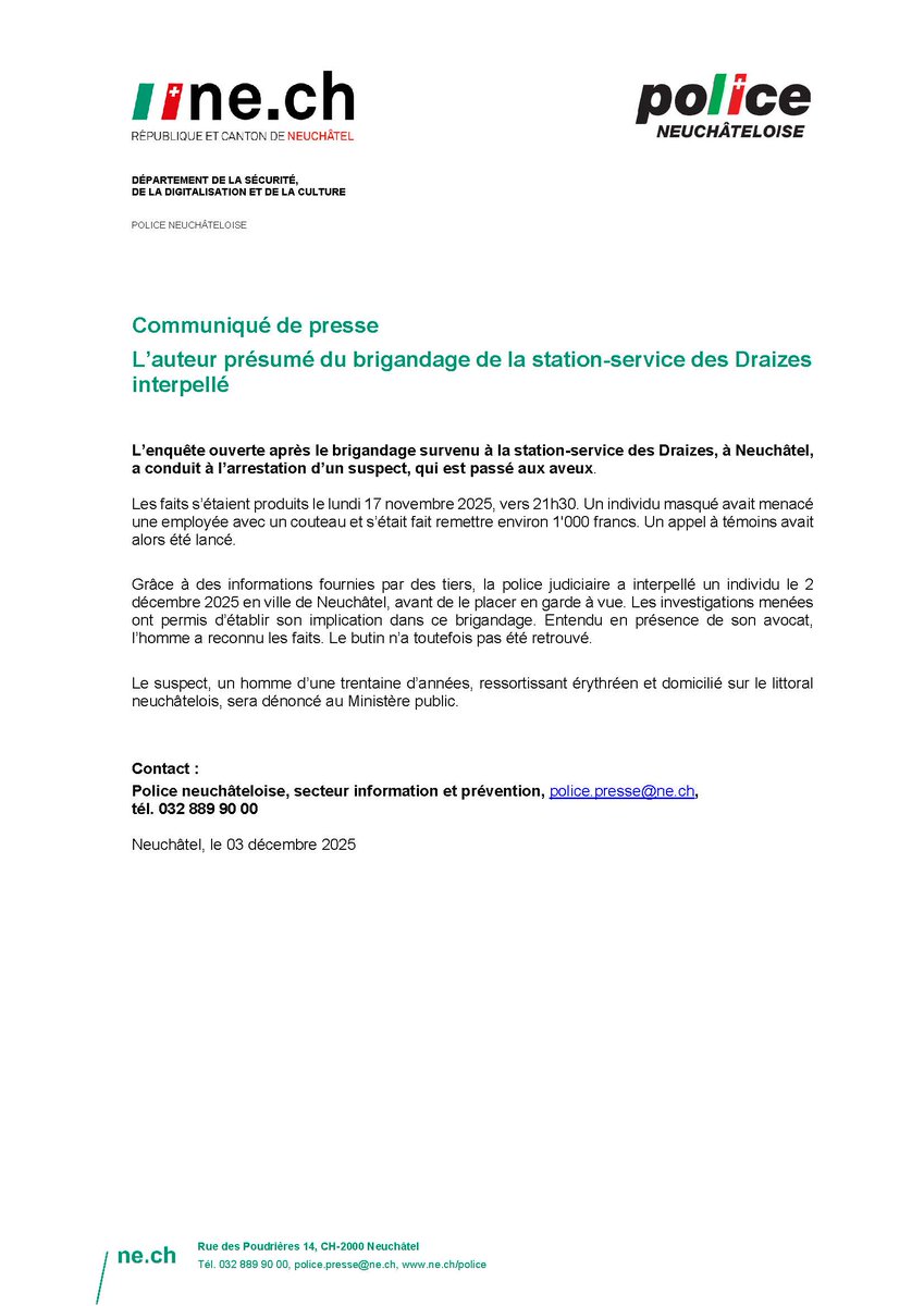 Police neuchâteloise tweet media