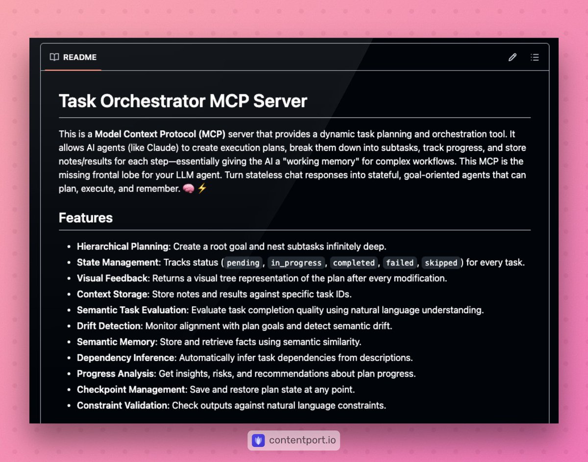 You could roll your own orchestrator or ship today with this MCP server.

{
  "command": "npx",
  "args": [
    "-y",
    "@task-orchestrator/mcp@latest"
  ]
}

This MCP server is the missing frontal lobe for your LLM agents, seriously.