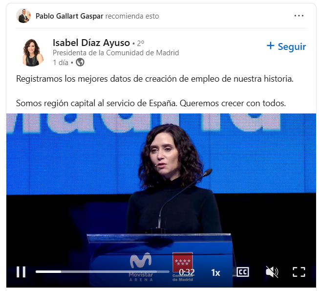 La última publicación del CEO de Ribera Salud en Linkedin es compartir un discurso de Isabel Díaz Ayuso, el mismo tipo que pide aumentar las listas de espera para ganar millones de euros en uno de los hospitales públicos privatizados por el Gobierno de la propia Ayuso.