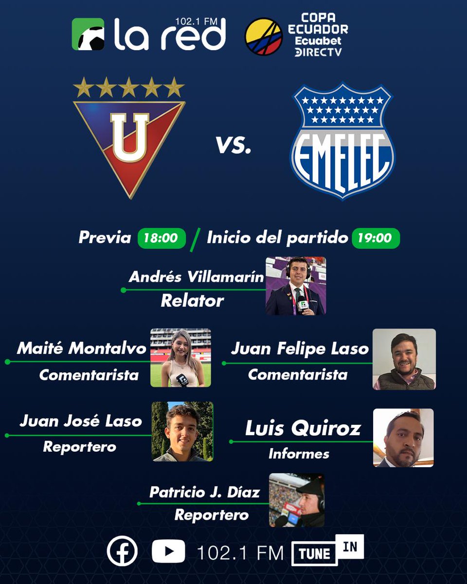 ¡SE DEFINE AL SEGUNDO FINALISTA! 🇪🇨🏆⚽️

⚪️🏟️🔵 Liga recibe a Emelec en el Rodrigo Paz Delgado por la vuelta de la Copa Ecuador, con la ilusión de llegar a una nueva final y aprovechar la ventaja obtenida en la ida.

🎟 La venta de entradas ya está habilitada, tanto en línea como