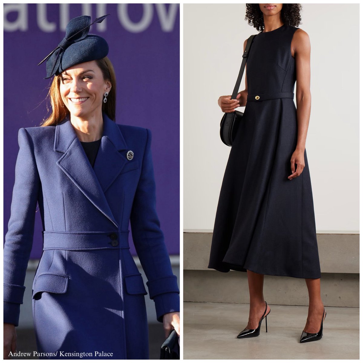 The Princess of Wales might be in <a href="/Burberry/">Burberry</a>’s wool-twill dress, distinguished by its subtle, classic Prince of Wales check: 
go.shopmy.us/p-34116391 🇬🇧🇩🇪