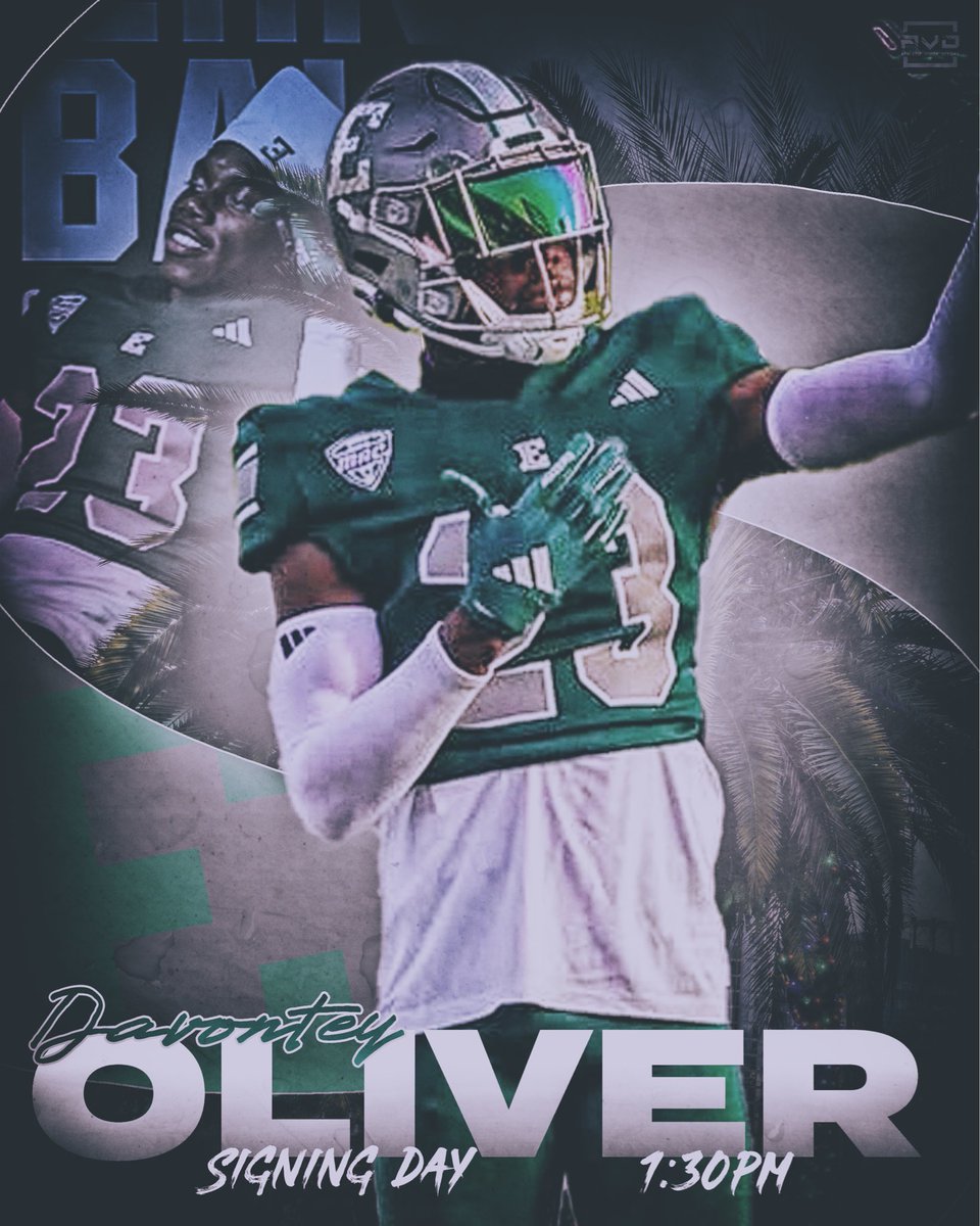Today, senior Davontey Oliver puts ink ✍🏾 to paper 📝 as he officially commits to his future with Eastern Michigan University!
We’re extremely proud of you, Davontey — this is just the beginning! 🦅💚🏈