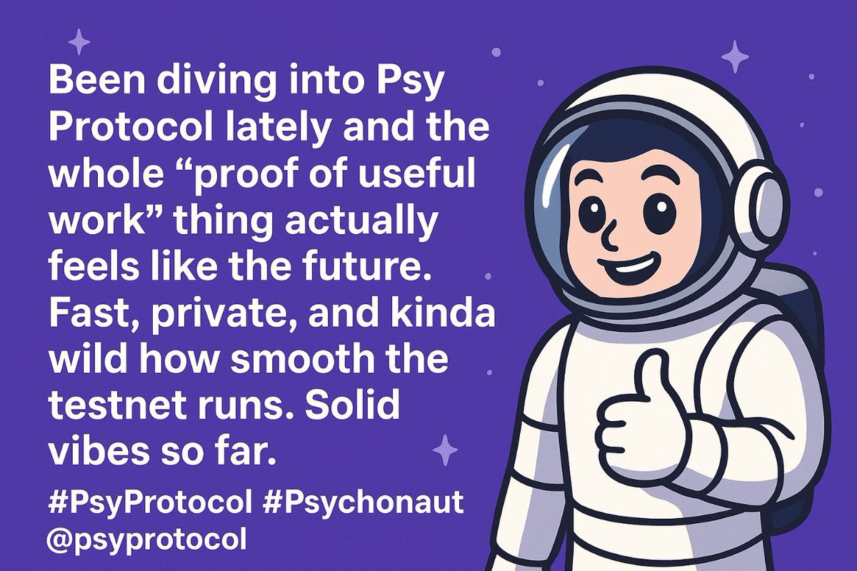 moh239643's tweet image. @PsyProtocol Been diving into Psy Protocol lately and the whole “proof of useful work” thing actually feels like the future. Fast, private, and kinda wild how smooth the testnet runs. Solid vibes so far.
#PsyProtocol #Psychonaut @psyprotocol